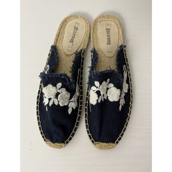 Anthropologie Soludos Embroidered Bohemian Hippie Floral Flat Espadrilles Size 8 - Picture 1 of 4